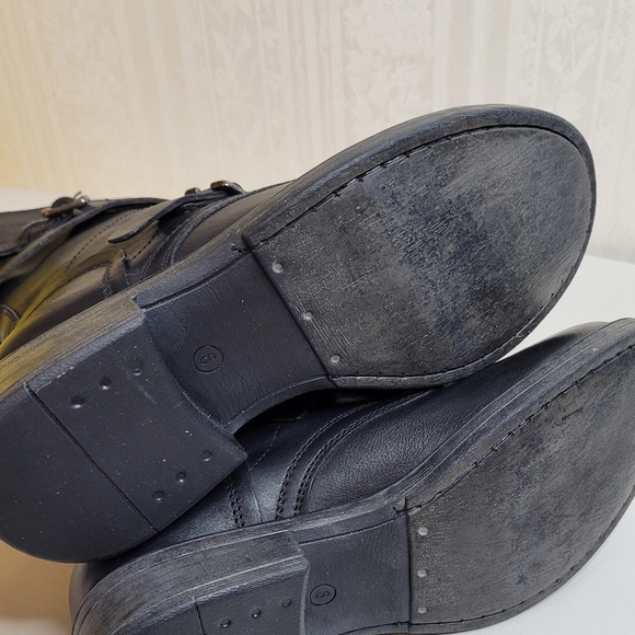 Diba Jet Way Moto Boots Womens 6 Black Leather Buckle Zip New - Picture 9 of 10